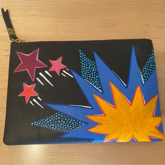 Madewell Handbags - NWT hand painted Madewell pouch clutch - black